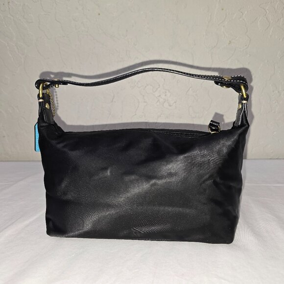 Coach Hamptons Weekend Black Nylon Small Top Handle Zip Pouch Baguette - Picture 5 of 10